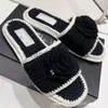 Canales planos cf vacaciones new France Sole Woman Slippers Mule Summer Vacation Rome Confort Comfort Knitting Design Sandal