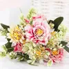 Flores decorativas 1 Buquê Artificial Peony Rose Silk Camellia Fake Flower Wedding Ornament Diy Home Garden Party Decoração