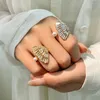 Cluster Rings Fashion Jewelry Opening High-grade Copper Inlaid Zircon Butterfly Ring Luxury Shiny Cocktail Party For Women 2024