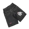 American Dark Prosto nogi Hip Hop Printed Denim Shorts Men Y2K HARAJUKU Fashion Casual Trend Gothic Wide Quarter Pants 240429