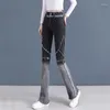 Jeans femininos calças de cintura alta da moda feminino Spring Casual Flare para mulheres magras altas Tops completos