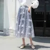 Юбки Moonbiffy роскошная женщина юбка корейская модная эластичная вышива