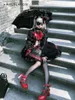Vestidos casuales de la calle jsk vestido gótico japonés al estilo harajuku dibujos animados estampados imprimidos sin mangas delgada mini punk lolita