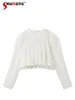 Blouses des femmes Style Japonais Blouse simple Elegantes 2024 printemps et été doux micro transparent o cou broye-cou femininas