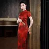 Vêtements ethniques de haute qualité Real Silk Qipao Cheongsam Top Jupe Style de tous les jours