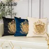 Aeckself Luxe Europees borduurwerk Velvet kussen Cover Home Decor Navy Blue Gold Beige Black Thurg Pillow Case 240430