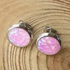 Studörhängen mode 10 mm rund rosa opal för dam