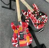 En stock Eddie van Halen Fran-K Guitare électrique de relique lourde / corps rouge / décoré de rayures en noir et blanc / livraison gratuite