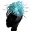 Headpieces mode witte fascinator vrouwen feest hoeden bruids veer bruiloft getrouwd getrouwd elegante hoofddeksel hoofdbanden kerk eace hoofddeksel