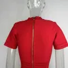 Vestidos casuales básicos diseño clásico popular sexy con cuello en v corta vecina de punto de punto de punto rojo brillante de manga corta con hombros Q240430