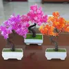 Декоративные цветы пластиковые растения Bonsai маленькие дерево горшок фальшивый растительный растительный горшок с цветочным цветом домашнее комната