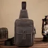 Taillezakken Crazy Horse Leather Male borsttas Heren Crossbody Cowhide Sling Messenger Moblie Telefoon Pocket Schouder