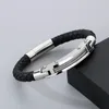 Bracelets de charme Pulseira de couro de cabeleira simples para homens Presente de alta qualidade aço inoxidável Jóias de moda de mecanismo magnético