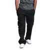 Men's Pants Fashion Casual Outdoor Jogging Sports Solid Color Large Pockets Drawstring Work Street Hip-Hop Loose