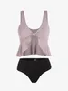 Women's Swimwear ZAFUL Bikini Set Ribbed Knot Plunging High Waisted Tankini Two Piece