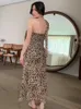 Top à baignoire à imprimé léopard combinaison de jupe longue femme