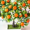 Dekorative Blumen künstlicher orange Pfirsichbaumtopf Bonsai für Weihnachten Halloween Party Ornament Home Wohnzimmer Desktop Dekor falsche