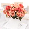 Fleurs décoratives Docidaci Fleur artificielle rétro Silk Rose Bouquet Hydrangea Peony Vintage Bride Fake Plant Home Wedding Decoration