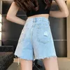 Frauenshorts Sommer Ripped Jeans Kurzer Femme High Taille Quasten Y2K lässige Unterteile für Damen Denim Clothing Fashion