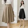 Jupes élégantes vintage femmes mode décontractée une ligne de ligne Ladise jupe noire à la taille coréenne haute taille faldas