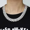 Mode smycken halsband 20 mm bred kubansk kedja tung sterling silver isad ut moissanit kubansk länkkedja för man