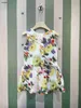 Luxury Girls Saia Summer Flower Printing Dress Tamanho de 100-150 cm Crianças roupas de grife de grife sem mangas