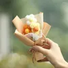 Flores decorativas Mini Buquê de Flor de Crochê Handmade de Graduação Daisy Knited Gift Wedding Wedding Wedding Mother
