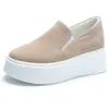 Lässige Schuhe Fujin 8,6 cm Schweinsleder Leder Plattform Wedge Sneakers Frauen auf Knöchel Summer Chunky Heels Fashion Ladies Comfy Flats rutschen