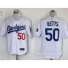 Dodgers Elite City Betts#50KERSHAWXW22 Niebieski biały czarny szary haft haftowy