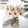 Decoratieve bloemen kunstmatige echte touch magnolia orchidee vintage bruiloft bruid boeket tafel vaasbloemarrangement elegant woning decor