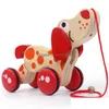 Тянуть игрушки дети деревянные клогодиловые собачьи собаки скручивание детей мультфильм животные головоломки Классическая детская игрушка автомобиль.