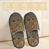 Slippers Hiéroglyphes égyptiennes anciennes pantoufles pour les femmes hommes moelleux hiver chaud intérieur