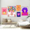 E Kind Girl Quote Poster Wall Art Print Abstract Pink Flower Tela Painting Colorful Boemian Soggiorno Decorazione per la casa J240505