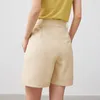 Kvinnors shorts Kvinna Wide Leg Casual Style Solid Chic Short Trousers 2024 Spring Summer Office Lady Bottoms Beige Green Dalinn