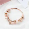 Fashion Original Pandoras 925 Silver Rose Gol Gold Gold Brilliant Bow Bracelets Bangles Set Bijoux Bijoux Perles de vacances Cadeau de vacances 269S