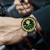 Wristwatches Aivasee Luxury Green Jade Watch For Men With Japanese Miyota Quartz Movement Leather Strap Mens Analog Waterproof Wrist