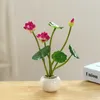 Dekorative Blumen Lotus kleiner Bonsai Keramik -Becken Simulation Blumenblatt Topf Künstliche Pflanze Home Office Desktop Dekoration