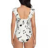 Frauen Badebekleidung Sexy One Piece Badeanzug 2024 Frauen Musicalnoten gekräuselt Monokini weiblicher Body -Girl -Strand Badeanzug