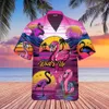 Летняя гавайская мужская рубашка 3D мультфильм фламинго -пляж Пляж Негабаритный модные топы с коротким рукавами смешная одежда 240423