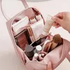 Cosmetische tassen Shell -vorm PU Lederen tas Letter Zipper Make -up zakje Koreaanse stijl grote capaciteit reizen Wasjongen/meisjes