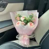 Fleurs décoratives 1pc Creative Triped Yarn Fleur artificielle Gradient Rose Rose à la main Doy Roses Prographies Propographies d'anniversaire Cadeau pour femmes