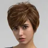 mixed hair fiber Wig silk short female fashion chemical straight headgear brown
