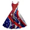 Sukienki swobodne Summer Dnia Niepodległość Sukienka Vintage plisowana liniowa huśtawka bez rękawów retro formalne maxi dla kobiet