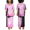 Sukienki zwyczajowe samoa niestandardowa sukienka dla dzieci Puletasi Summer Short Sleeve Elegancka długa spódnica w dekolcie dekolt i polinezyjskie
