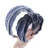 Широкие женские повязки на голову вымытые джинсовые обруча для взрослых ежедневные аксессуары для волос для покупок