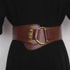 Fashion Wide Genuine Leather Belt Corset Belt Women Big Gold Color Pin Buckle Waistband Female Waist Belt Dress Decorative Q0625 184m