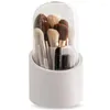 Boîtes de rangement Organisateur du support de brossage de maquillage avec couvercle de maquillage à poussière rotatif Contrôle en acrylique Couvercle durable facile à utiliser