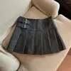 Röcke mexzt S-3xl y2k pu Leder Mini Frauen Streetwear Hohe Taille plissierter Rock Vintage Korean schwarz schlank Casual A Line