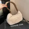 Sac à bandoulière en peluche pour femmes de la mode de luxe, sac à main fur fours dames grande capacité sac fourre-tout