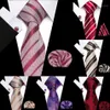 Wedding Men Ties Set extra lange maat 145cm 7 5 cm stropdas rood roze streep 100% zijde jacquard geweven nekbandpak trouwfeest1 352n